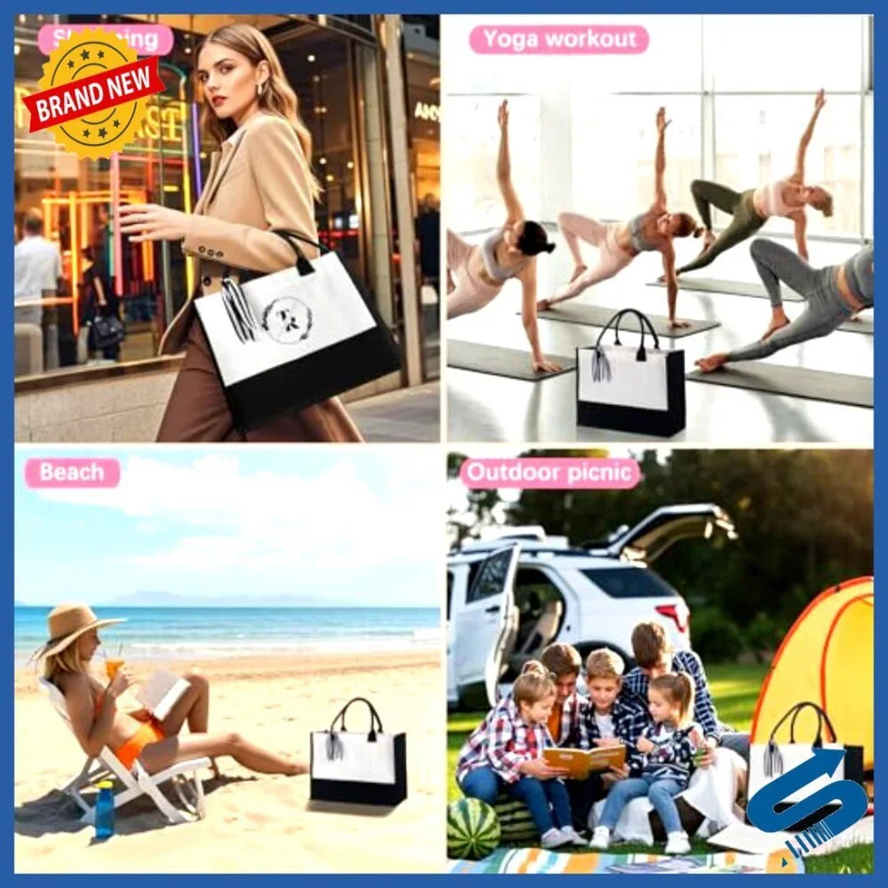 Classic Canvas Tote Bags Set DIY Personalized Gift Wedding Beach Grocery